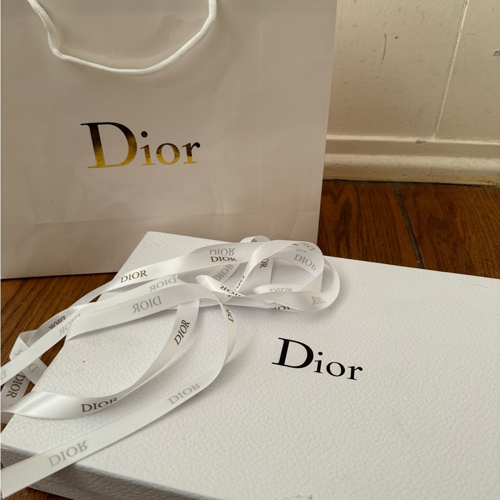 Dior empty gift box, ribbon, and gift bag